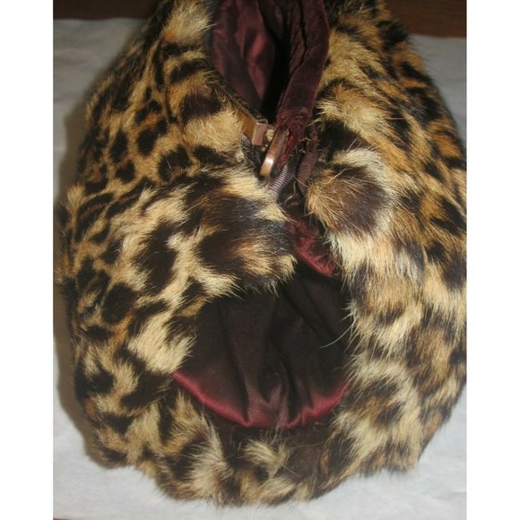 GORGEOUS VINTAGE 40'S GENUINE LEOPARD FUR MUFF & PURSE W CLASP POCKETS RICH WoW - Picture 3 of 12